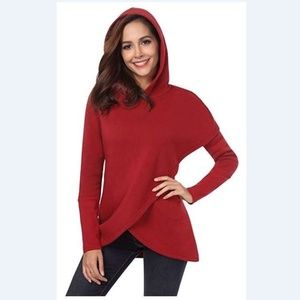 Long Sleeve Hoodie  Asymmetric Hem Pullover